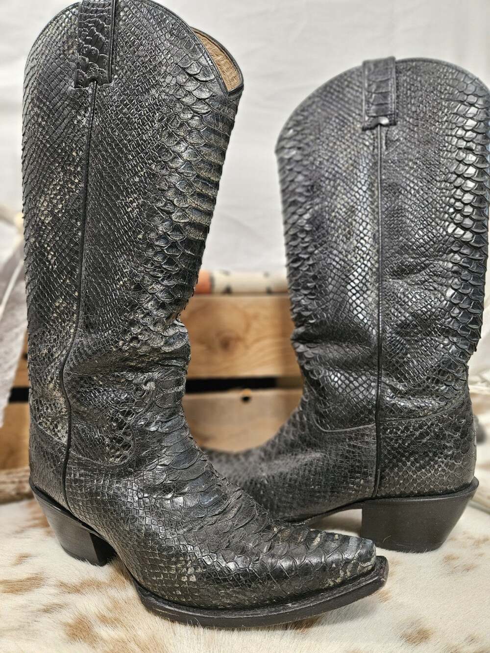Idyllwind Miranda Lambert Black Snakeskin Python Cowboy Boots Womens Size 8 B